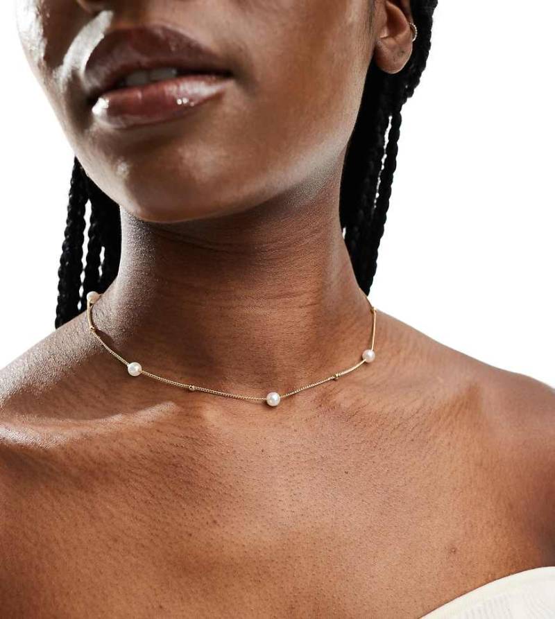 Pieces - Halskette mit Perlen und Kugeln in Goldoptik-Goldfarben von Pieces