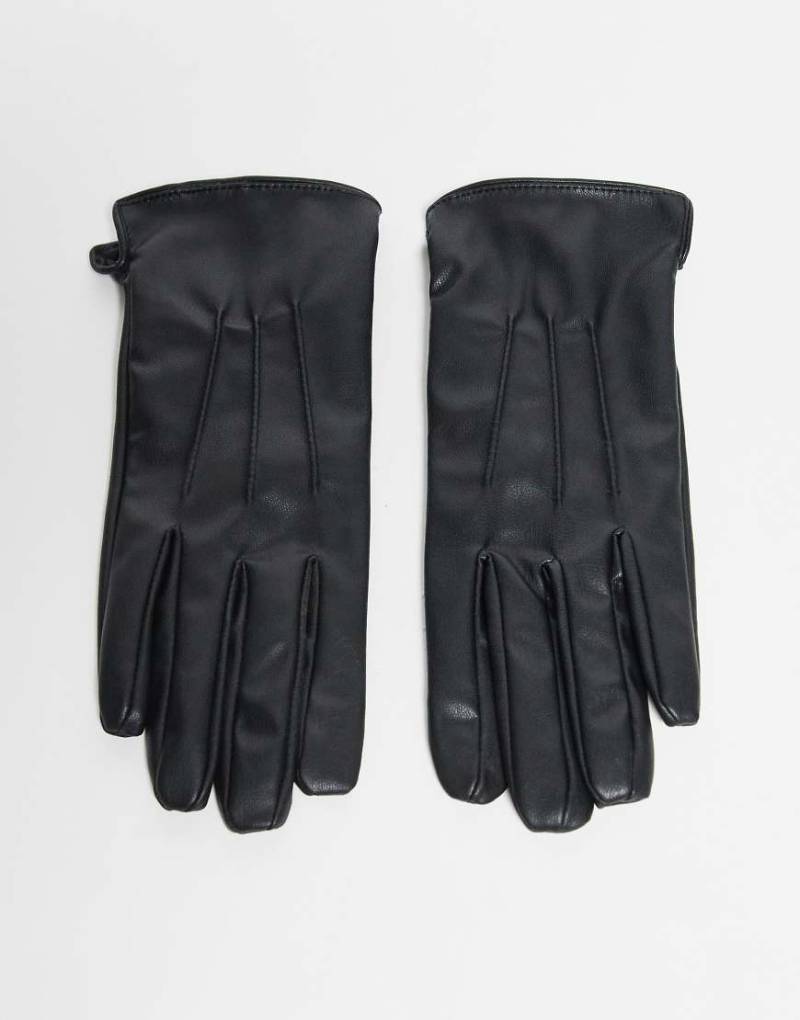 Pieces - Handschuhe in Schwarz mit Lederoptik von Pieces