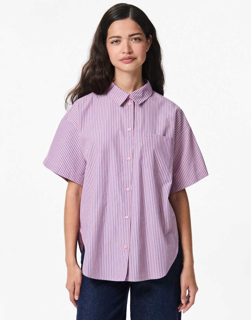 Pieces - Hemdbluse in Fuchsia-Rosa von Pieces