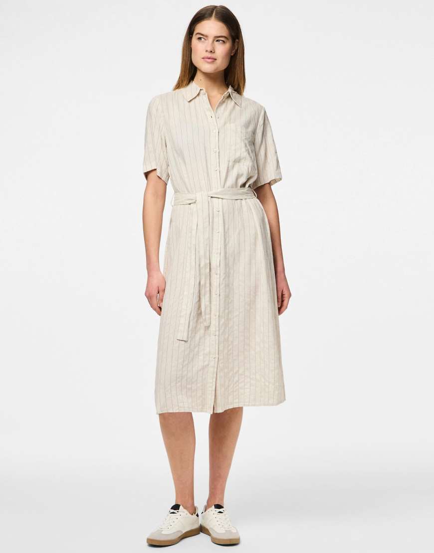 Pieces - Hemdkleid in Birkenweiß-Neutral von Pieces