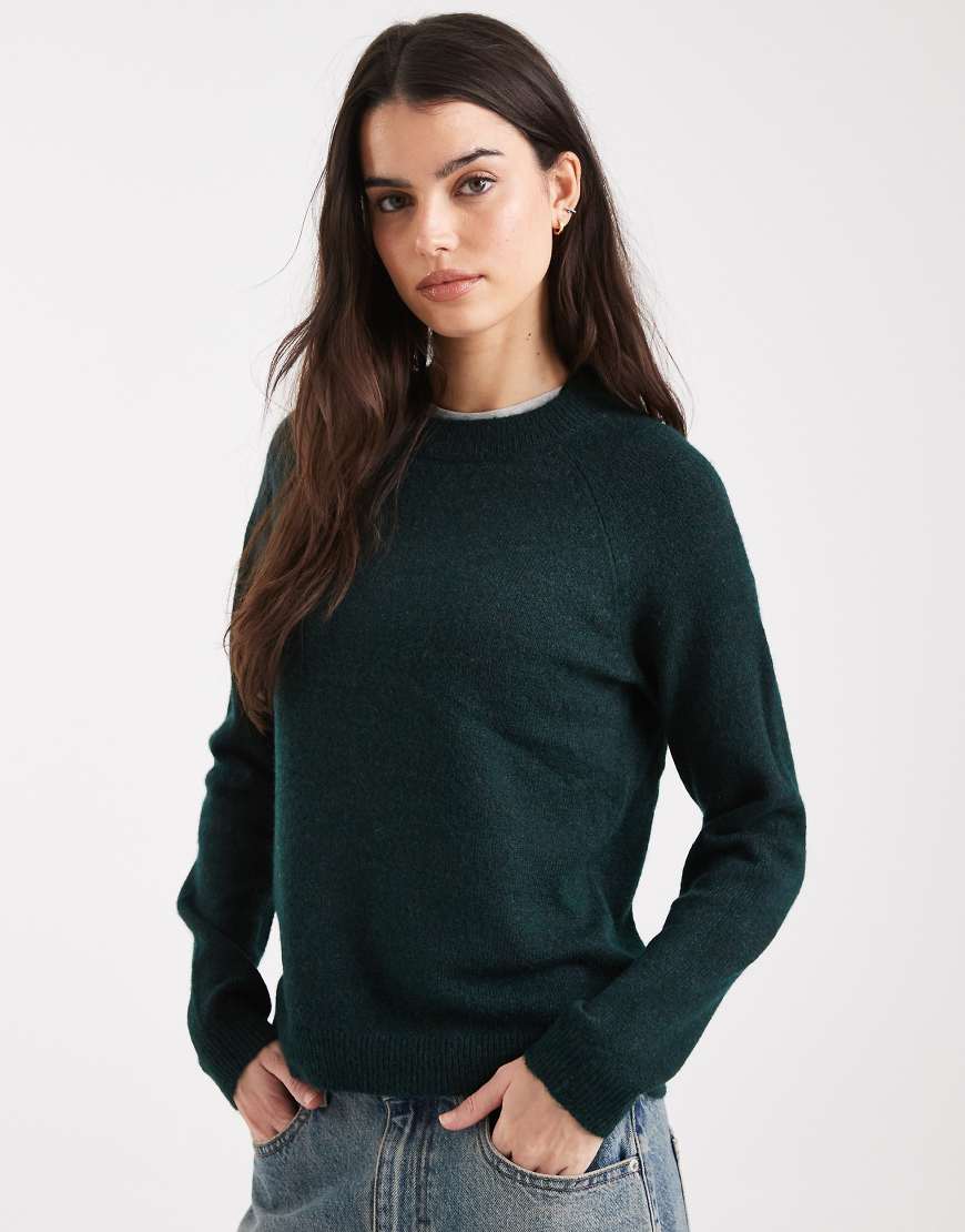 Pieces - Hochgeschlossener Pullover in kräftigem Grün von Pieces