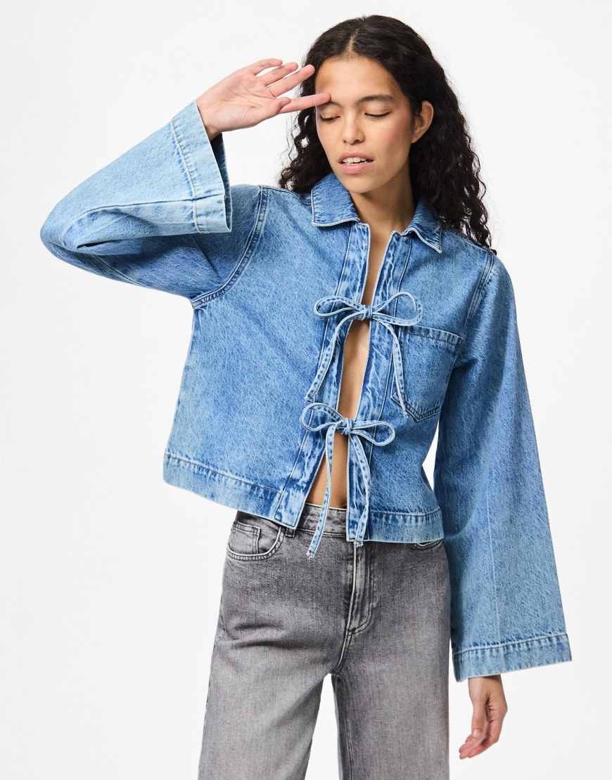 Pieces - Jeanshemd in Denim-Mittelblau von Pieces