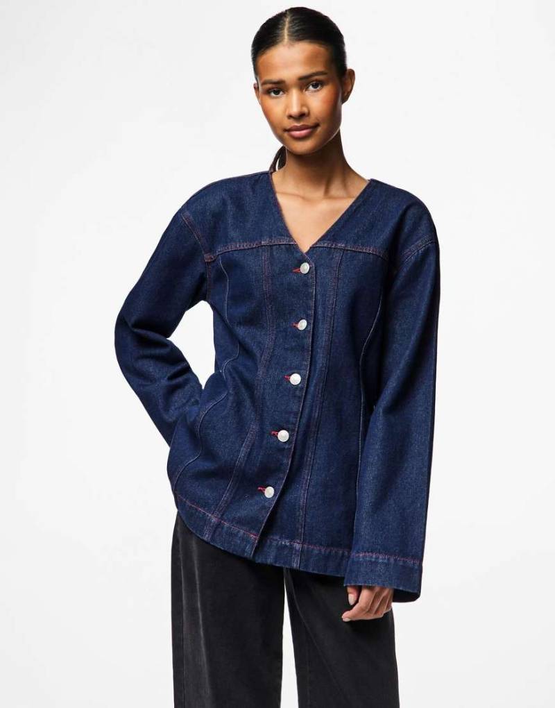 Pieces - Jeanshemd in Indigoblau von Pieces