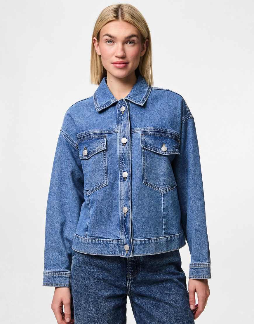 Pieces - Jeansjacke aus mittelblauem Denim von Pieces