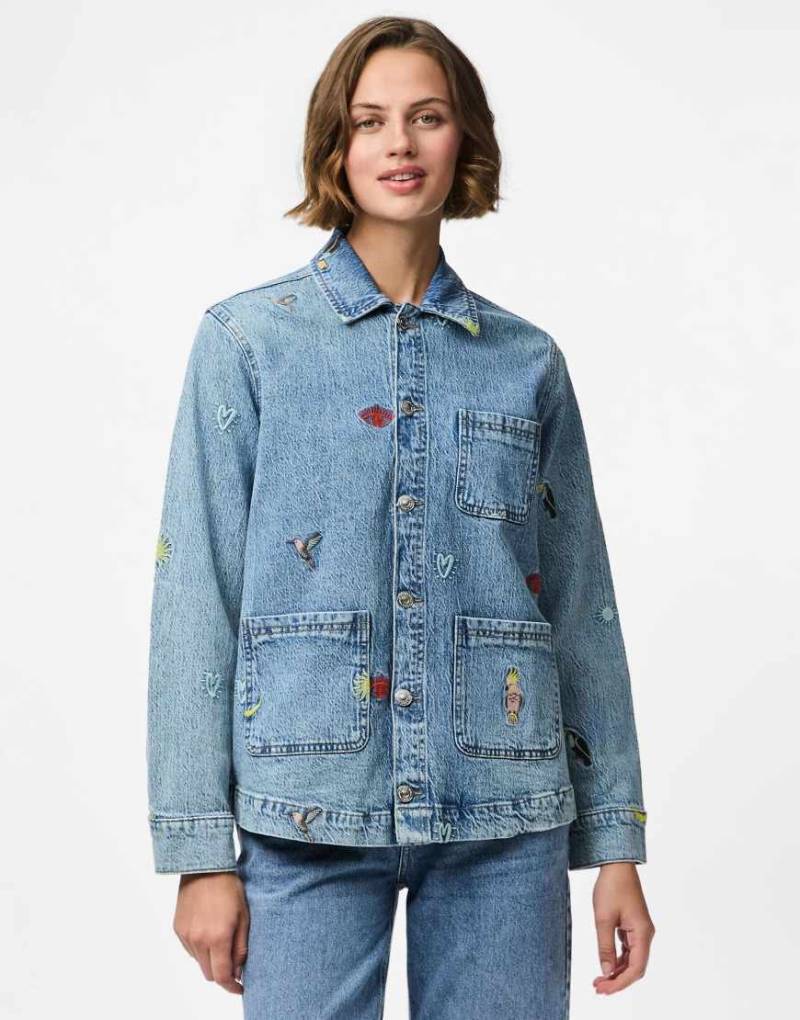 Pieces - Jeansjacke aus mittelblauem Denim von Pieces