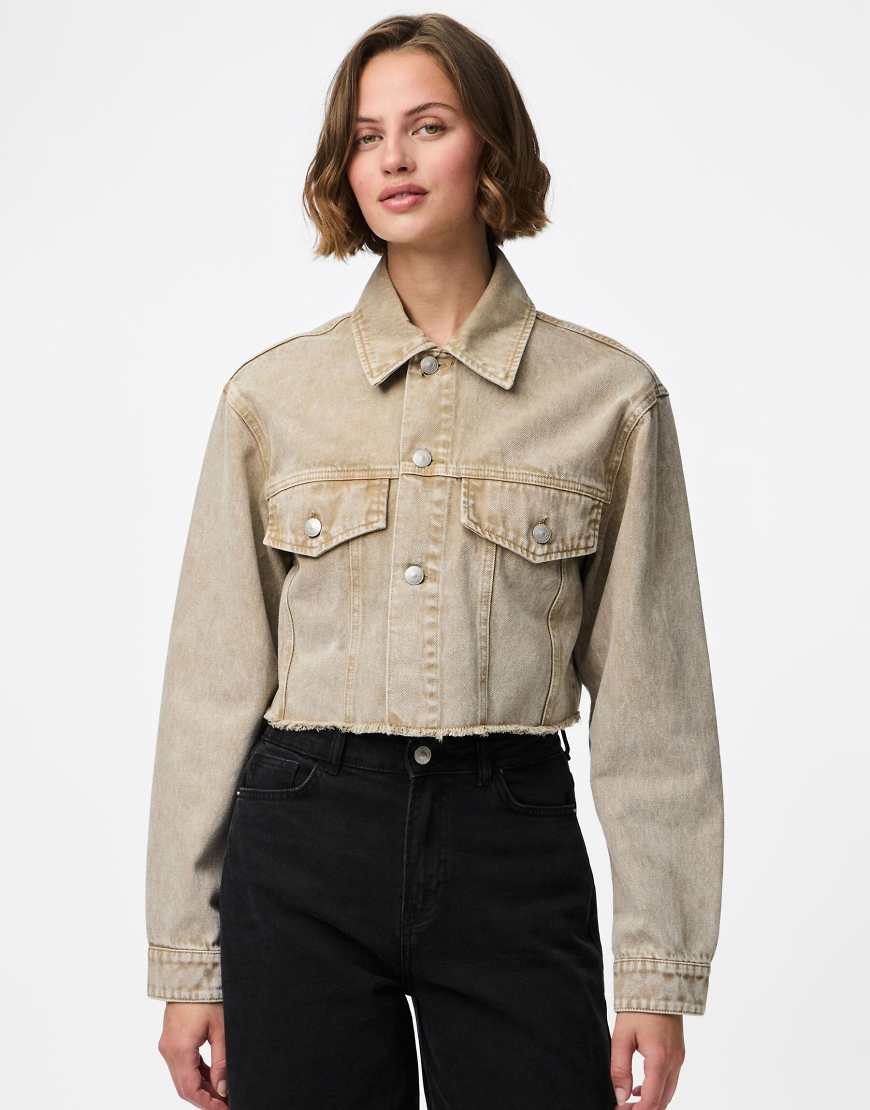 Pieces - Jeansjacke in Sandmuschel-Weiß von Pieces