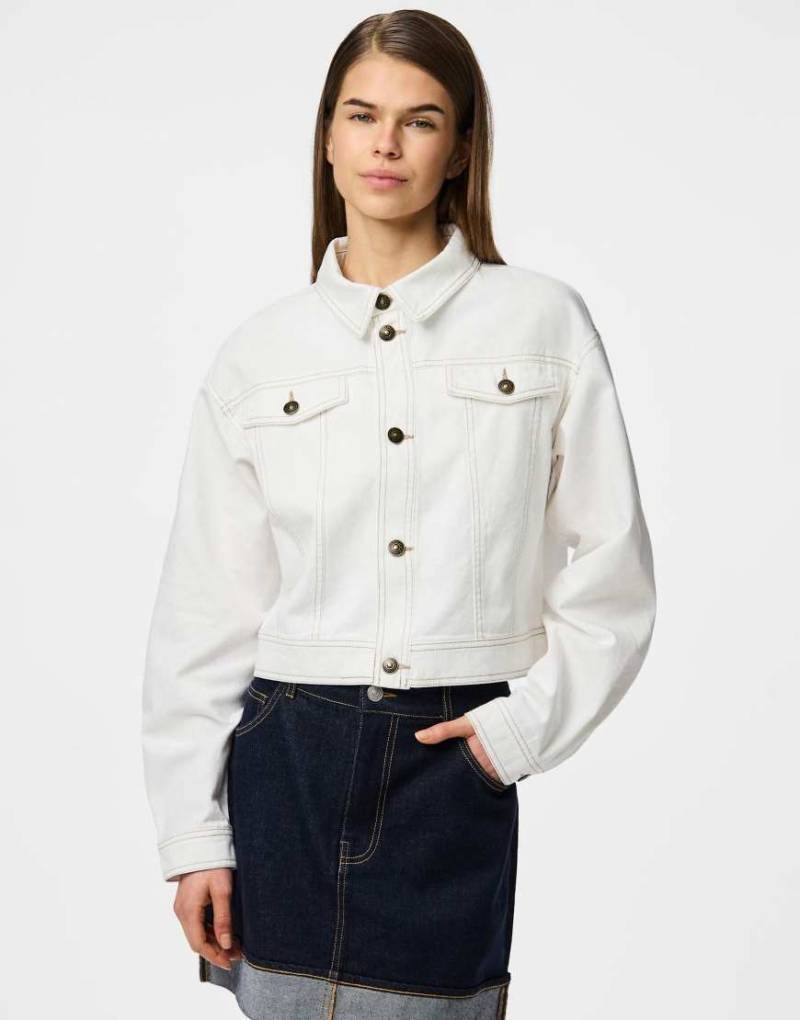 Pieces - Jeansjacke in Wolkentänzer-Weiß von Pieces