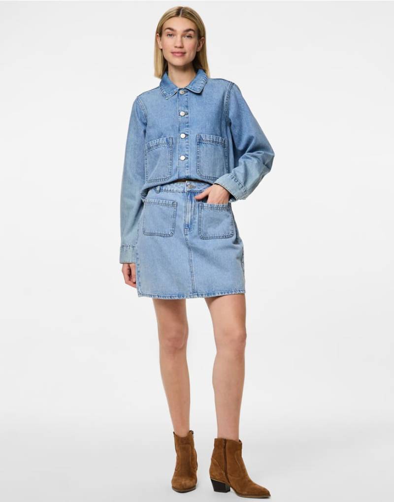 Pieces - Jeansrock in Hellblau von Pieces