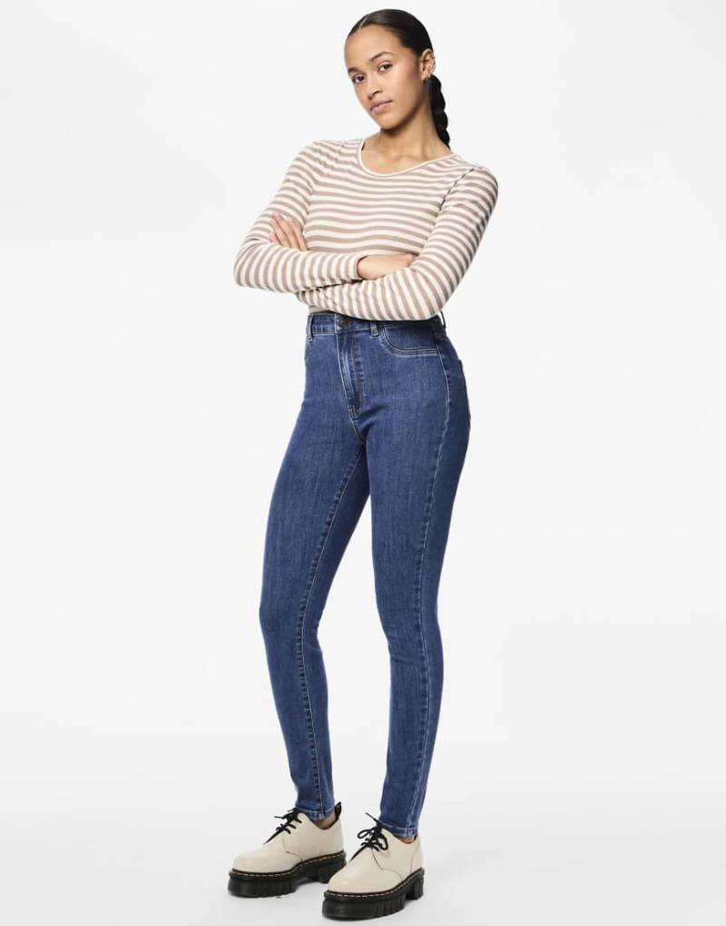 Pieces - Jeggings in mittlerem Denimblau von Pieces