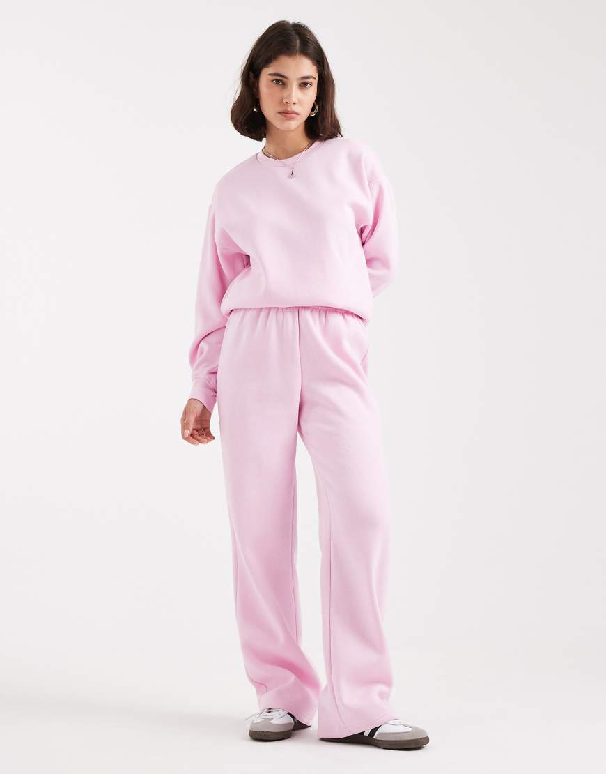 Pieces - Jogginghose in Hellrosa mit weitem Bein, Kombiteil von Pieces