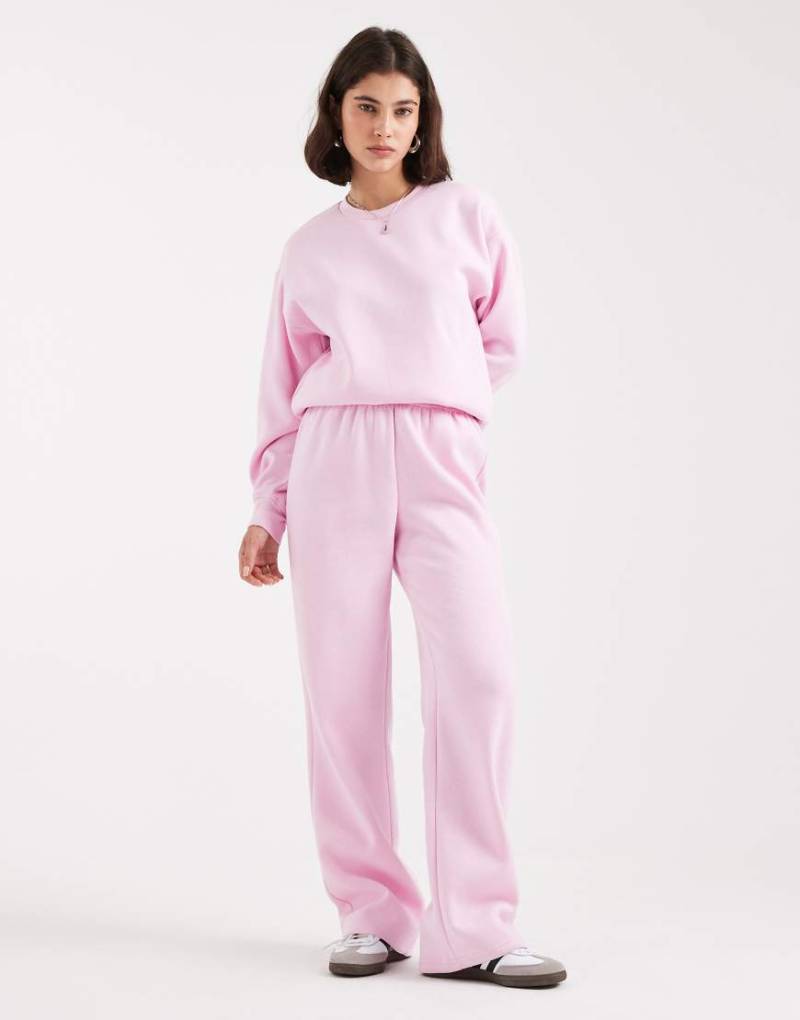 Pieces - Jogginghose in Hellrosa mit weitem Bein, Kombiteil von Pieces