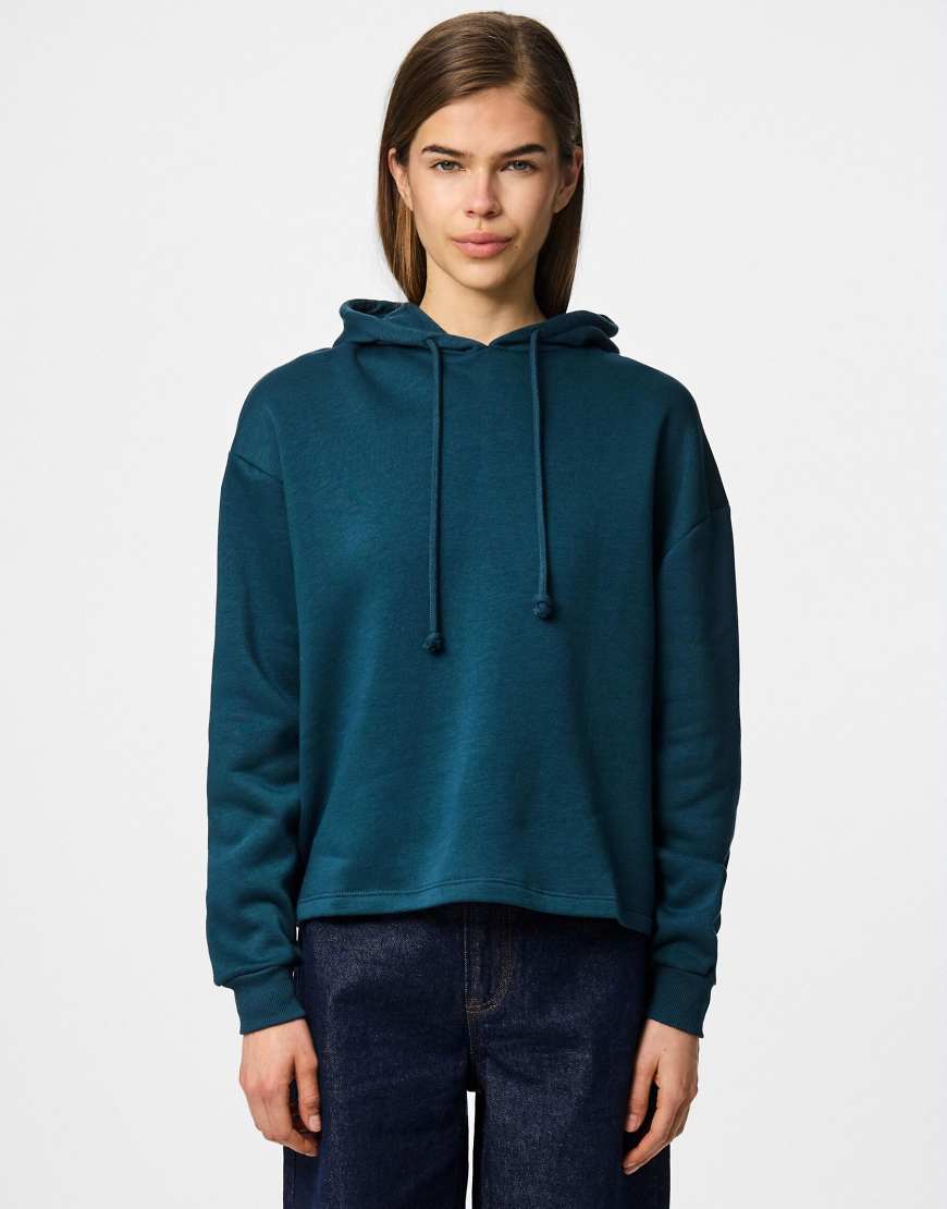 Pieces - Kapuzenpullover in reflektierendem Teichblau-Grün Pieces - Kapuzenpullover in reflektierendem Teichblau-Grün von Pieces
