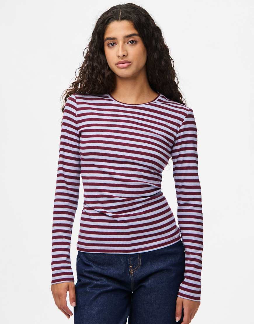 Pieces - Langärmliges Oberteil in Tawny Port-Rot von Pieces