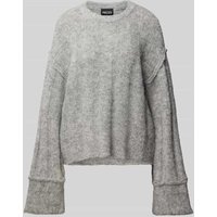 Pieces Loose Fit Strickpullover mit Wollanteil und Details an den Säumen Modell 'RUBBLE' in Hellgrau, Größe XL von Pieces