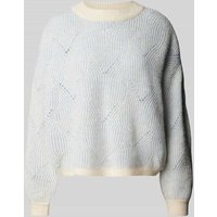Pieces Loose Fit Strickpullover mit abstraktem Strickmuster Modell 'JENNA' in Hellblau, Größe XL von Pieces