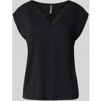 Pieces Loose Fit T-Shirt mit Spitzenbesatz Modell 'KAMALA' in BLACK, Größe L von Pieces