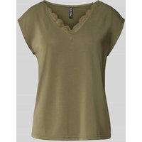 Pieces Loose Fit T-Shirt mit Spitzenbesatz Modell 'KAMALA' in Oliv, Größe XL von Pieces