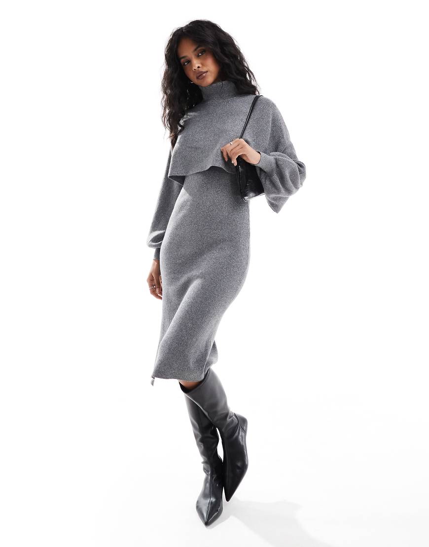 Pieces - Midi-Strickkleid in glitzerndem Silber, Kombiteil von Pieces
