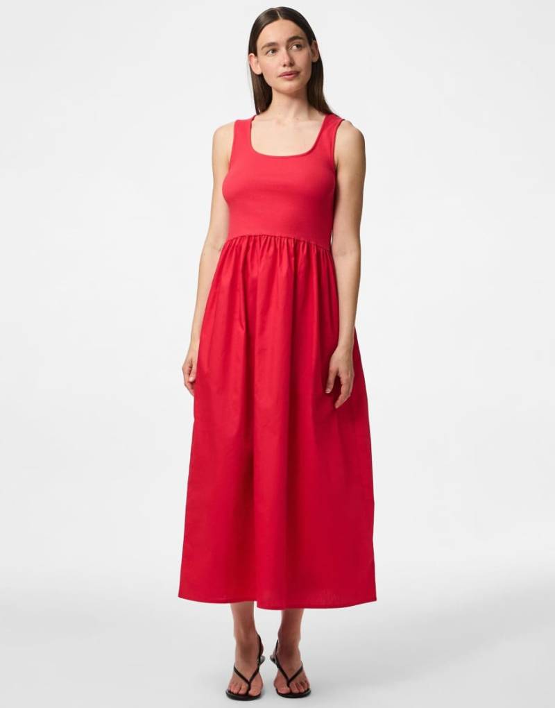 Pieces - Midikleid in Goji-Beeren-Rot von Pieces