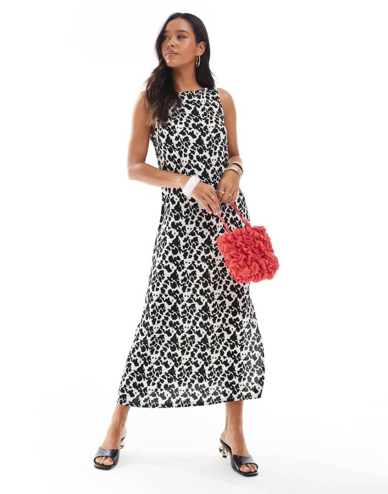 Pieces - Midikleid mit U-Boot-Ausschnitt und abstraktem Tierfellmuster-Bunt von Pieces
