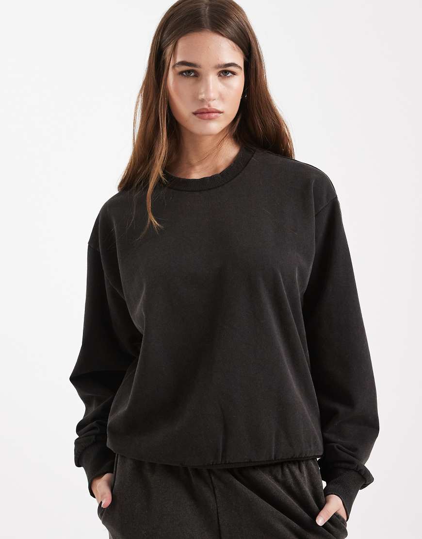 Pieces - Oversize-Sweatshirt in verwaschenem Schwarz, Kombiteil von Pieces