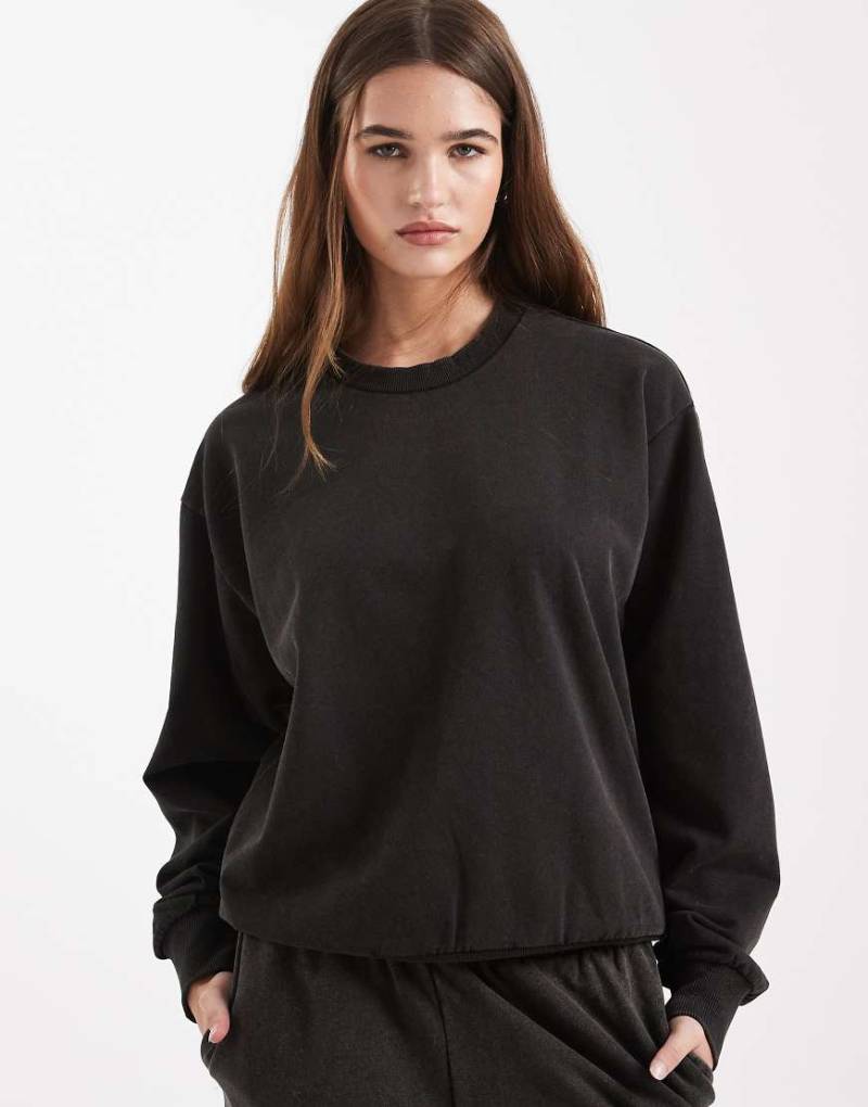 Pieces - Oversize-Sweatshirt in verwaschenem Schwarz, Kombiteil von Pieces