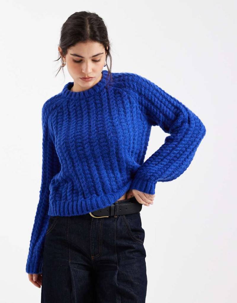 Pieces - Pullover aus Strukturstrick in Dunkelblau von Pieces