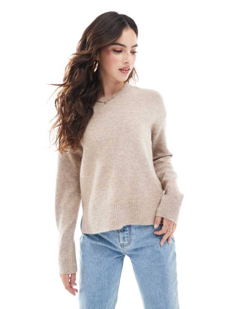 Pieces - Pullover in Stein mit Rundhalsausschnitt-Neutral von Pieces