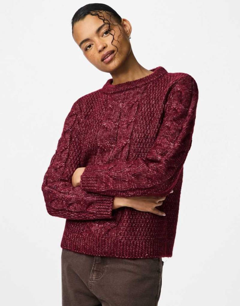 Pieces - Pullover in Tawny Port-Rot von Pieces