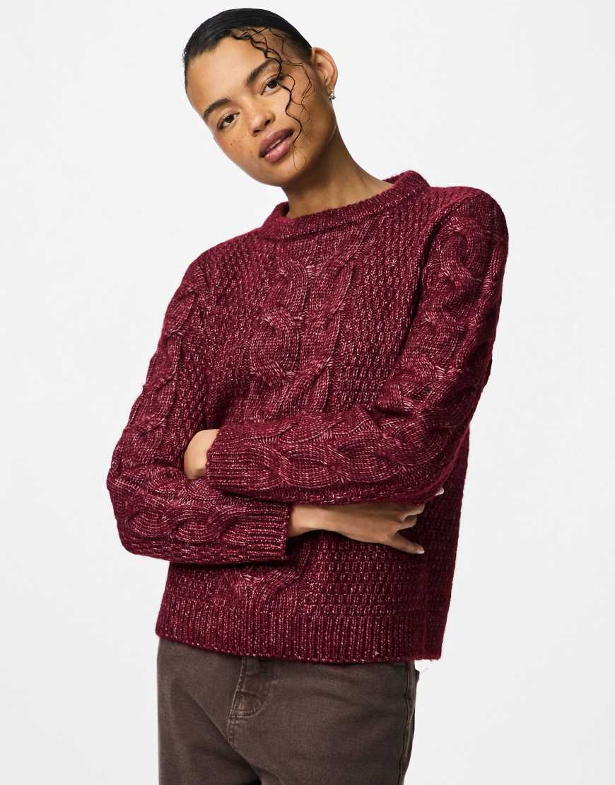 Pieces - Pullover in Tawny Port-Rot von Pieces