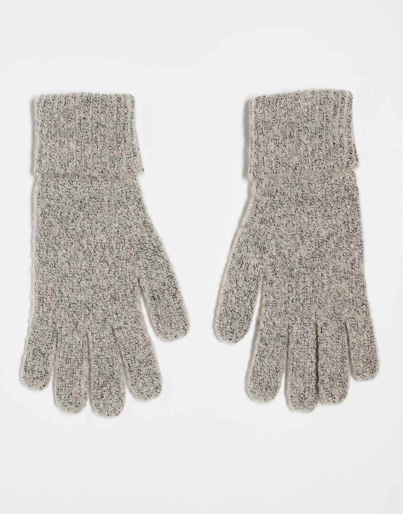 Pieces - Pyron - Flauschige, gerippte Handschuhe in Grau von Pieces