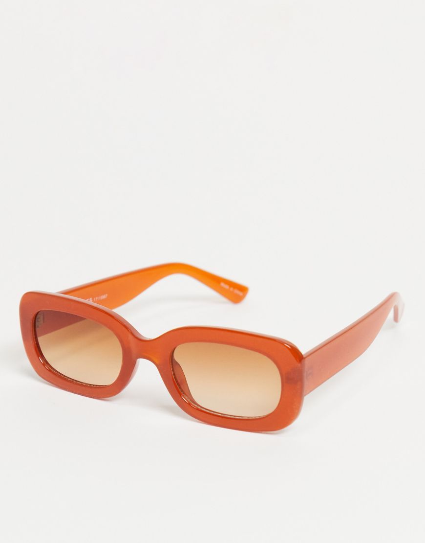 Pieces - Rechteckige Sonnenbrille in Orange-Rot von Pieces