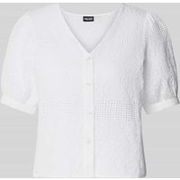 Pieces Regular Fit Bluse mit Lochstickerei Modell 'TAYA' in Offwhite, Größe M von Pieces