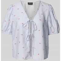 Pieces Regular Fit Blusenshirt mit Schnürverschluss Modell 'FIONNA' in Hellblau, Größe XS von Pieces