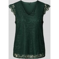 Pieces Regular Fit Blusenshirt mit Spitzenbesatz Modell 'OLLINE' in Dunkelgruen, Größe M von Pieces