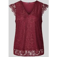 Pieces Regular Fit Blusenshirt mit Spitzenbesatz Modell 'OLLINE' in Dunkelrot, Größe XL von Pieces