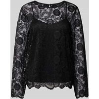Pieces Regular Fit Langarmbluse aus Spitze Modell 'OLLINE' in BLACK, Größe XL von Pieces