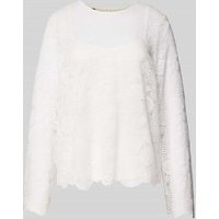 Pieces Regular Fit Langarmbluse aus Spitze Modell 'OLLINE' in Offwhite, Größe XS von Pieces