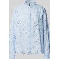 Pieces Regular Fit Langarmbluse aus reiner Baumwolle Modell 'VILDE' in Hellblau, Größe M von Pieces