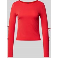 Pieces Regular Fit Langarmshirt mit Schleifen Modell 'SELINA' in Rot, Größe S von Pieces