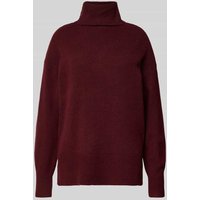 Pieces Regular Fit Rollkragenpullover mit Wollanteil Modell 'MALOU' in Dunkelrot Melange, Größe XS von Pieces