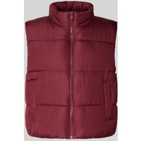 Pieces Regular Fit Steppweste mit Stehkragen Modell 'BEE NEW' in Dunkelrot, Größe XS von Pieces