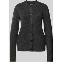 Pieces Regular Fit Strickjacke aus Woll-Mix mit gerippten Abschlüssen Modell 'NEMESIO' in Anthrazit, Größe XL von Pieces