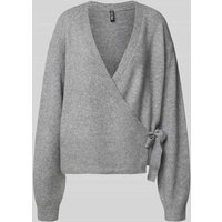 Pieces Regular Fit Strickjacke mit Wollanteil Modell 'MALOU' in Mittelgrau Melange, Größe M von Pieces