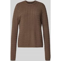 Pieces Regular Fit Strickpullover aus Viskose-Mix Modell 'FIA' in Mittelbraun, Größe M von Pieces