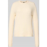 Pieces Regular Fit Strickpullover aus Viskose-Mix Modell 'FIA' in Sand, Größe M von Pieces