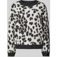 Pieces Regular Fit Strickpullover mit Animal-Print Modell 'NANA' in Offwhite, Größe L von Pieces