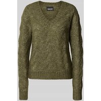 Pieces Regular Fit Strickpullover mit Alpakawolle und Fallmaschenmuster Modell 'BIBBI' in Dunkelgruen, Größe XL von Pieces