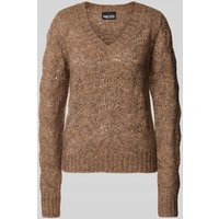 Pieces Regular Fit Strickpullover mit Alpakawolle und Fallmaschenmuster Modell 'BIBBI' in Hazel, Größe XL von Pieces