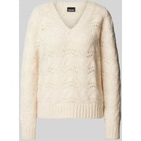 Pieces Regular Fit Strickpullover mit Alpakawolle und Fallmaschenmuster Modell 'BIBBI' in Offwhite, Größe L von Pieces